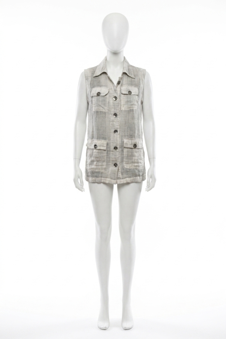 NEW ANGEL oil wash cargo pocket vest in sand